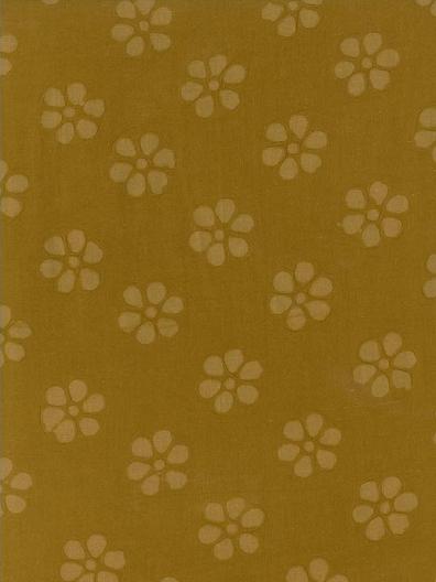 Cotton Embossed: Medium Flowers on Gold